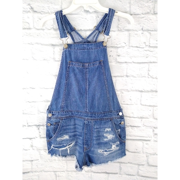 American Eagle Outfitters Pants - American Eagle AEO Distressed Overall Shorts M